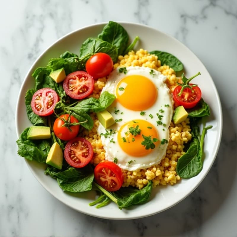Cottage Cheese Egg White Scramble with Spinach and Tomatoes