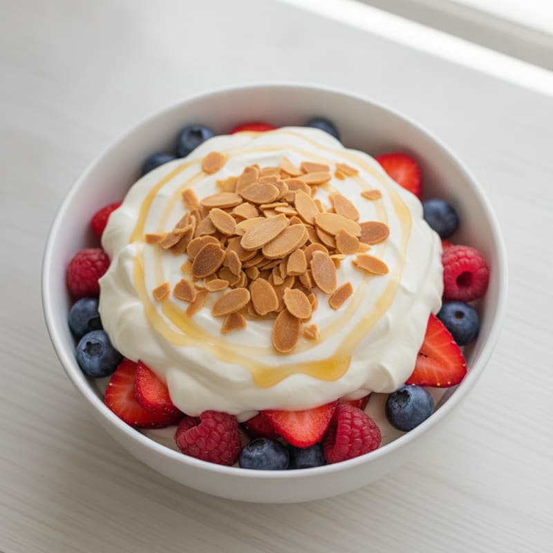 Greek Yogurt Protein Parfait with Berries and Almonds