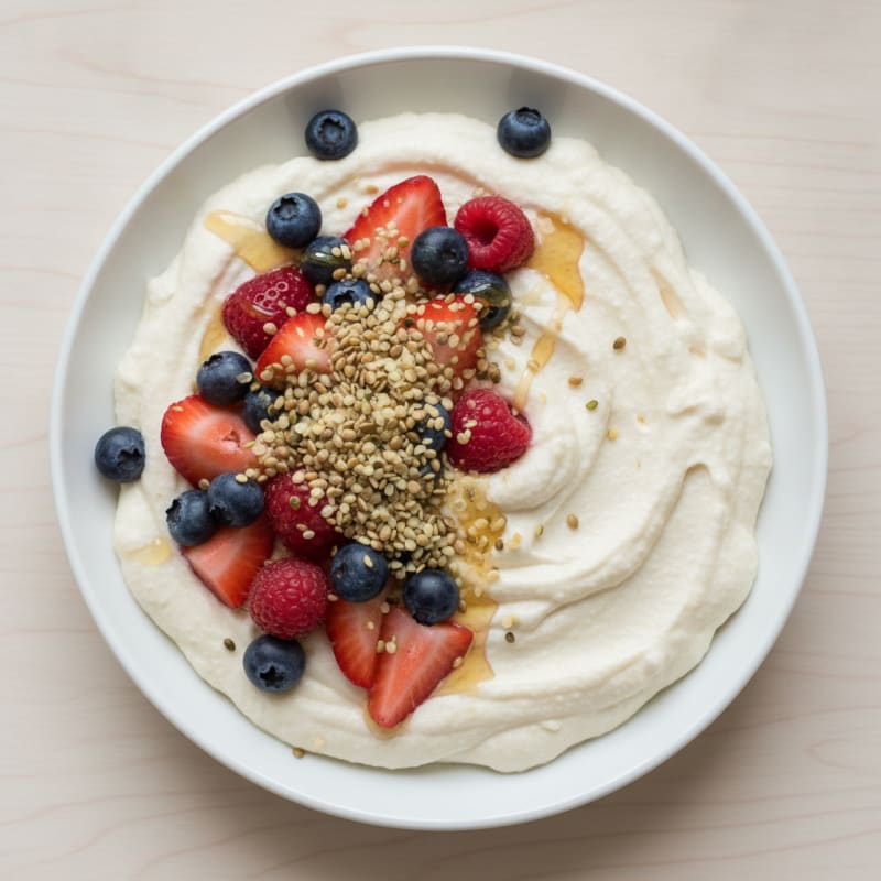 Silky Greek Yogurt Protein Mousse with Mixed Fruit
