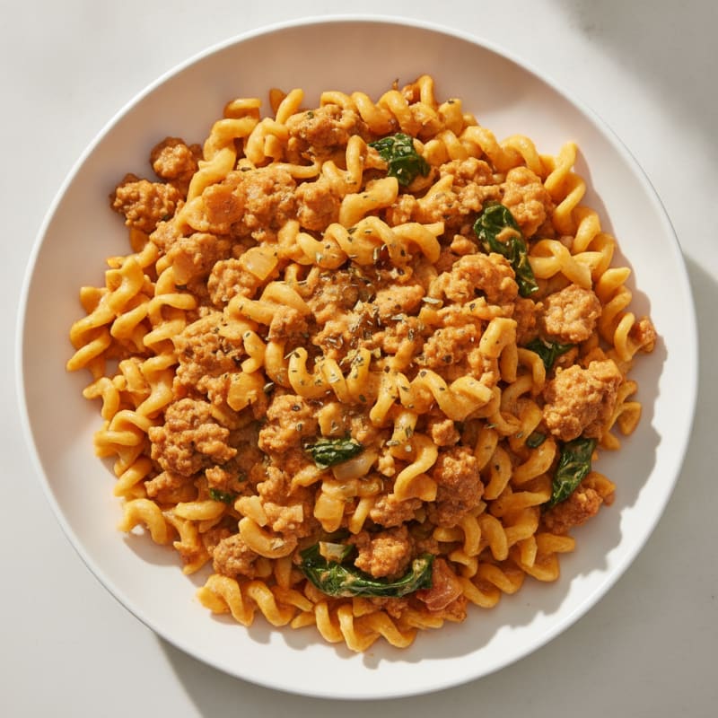 Ground Turkey Creamy Tomato Noodles