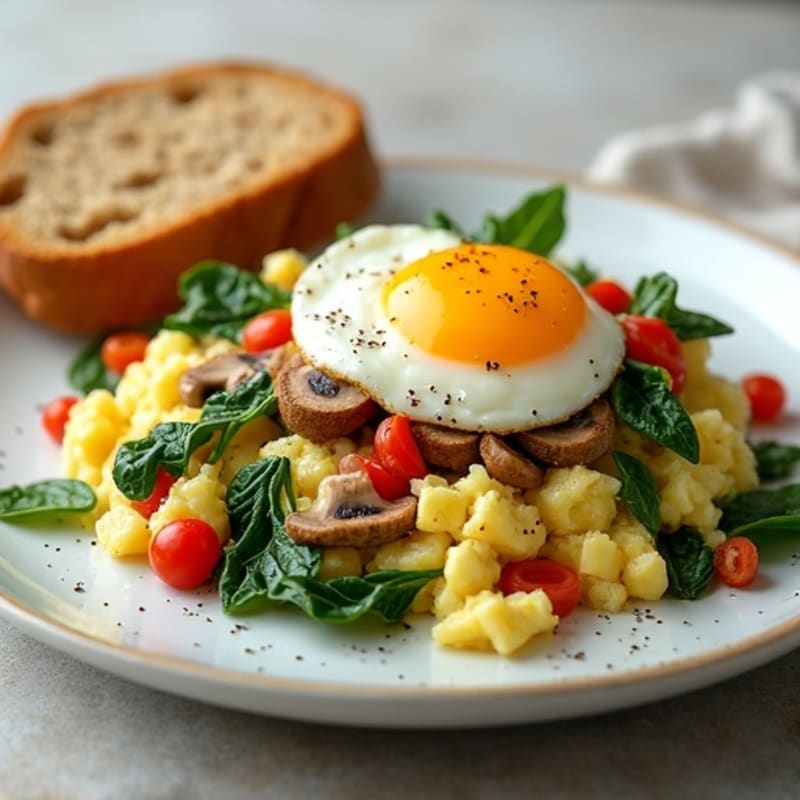 Egg White Scramble with Spinach and Smoked Turkey