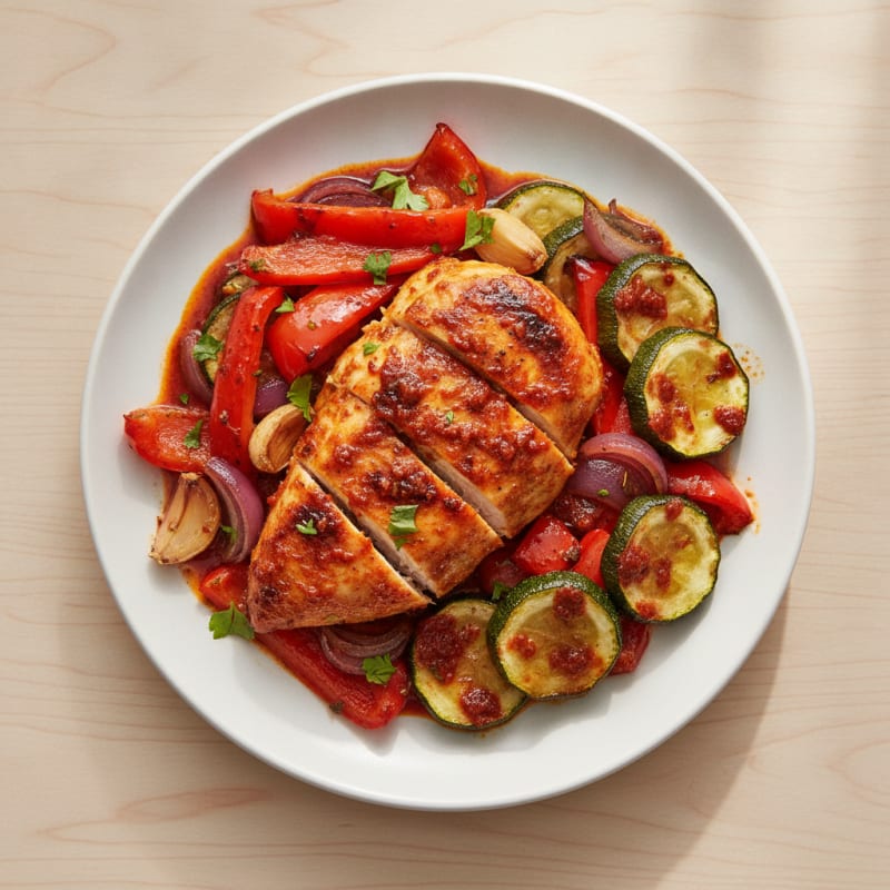 Spicy Harissa Chicken with Roasted Vegetables