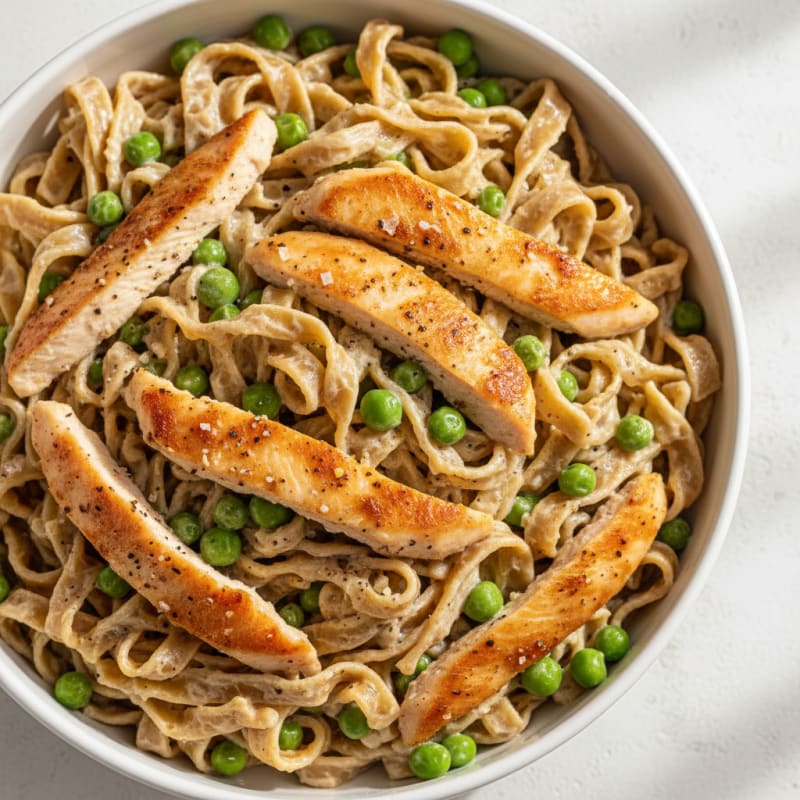 Creamy Parmesan Noodles with Tender Peas