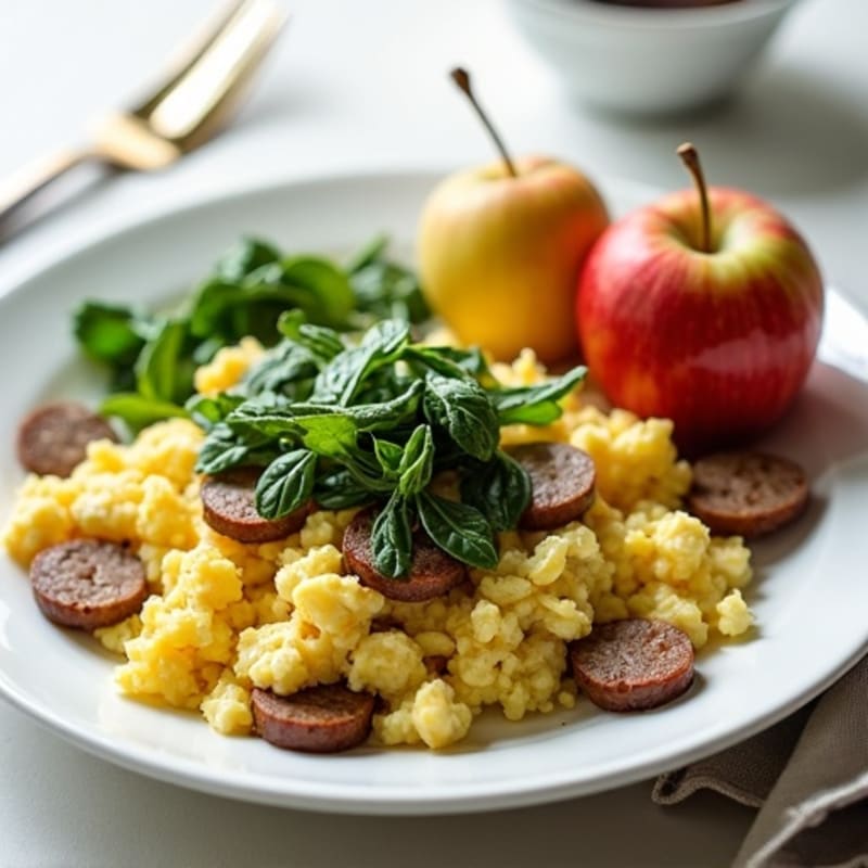 Scrambled Egg Whites with Spinach and Turkey Sausage