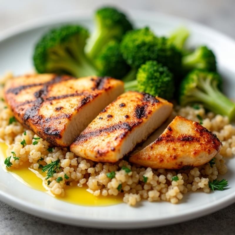 Grilled Chicken Breast with Quinoa and Steamed Broccoli