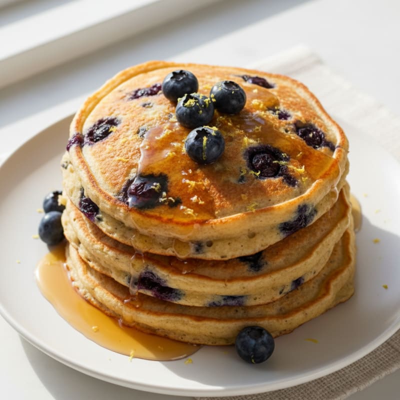 Blueberry Ricotta Pancakes with Lemon Zest