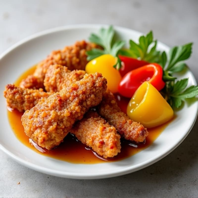 Crispy Sweet & Sour Chicken with Roasted Bell Peppers