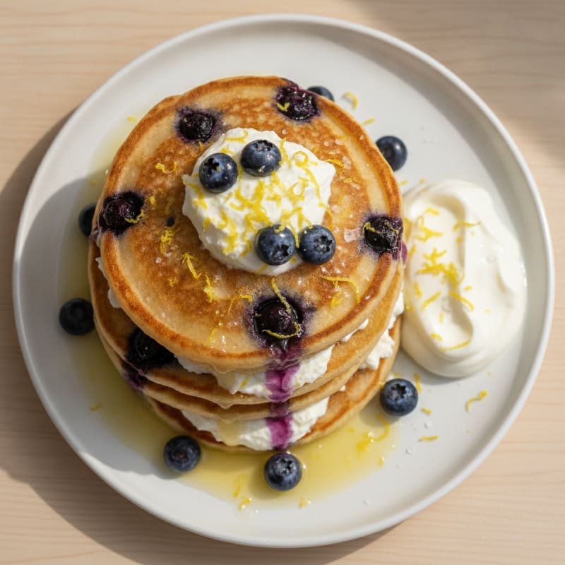 Blueberry Ricotta Pancakes with Lemon Zest