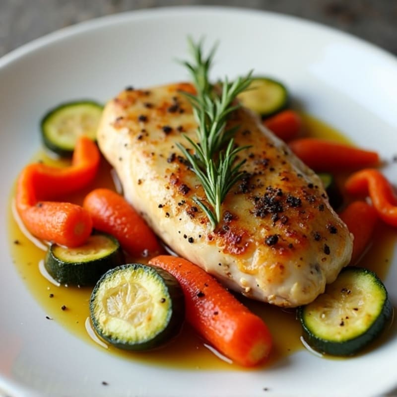 Herb-Crusted Pan Seared Chicken with Roasted Vegetables