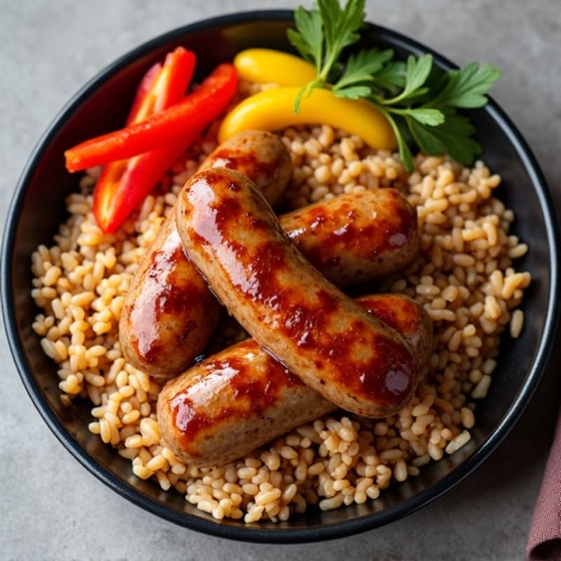 Sausage and Brown Rice Skillet with Smoky BBQ Sauce