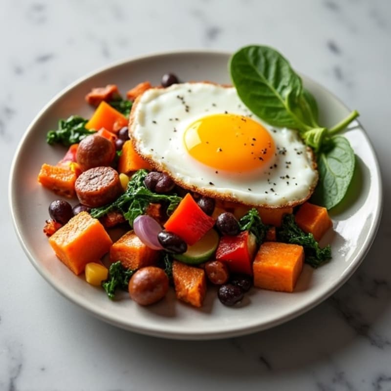 Protein-Packed Sweet Potato Hash with Eggs