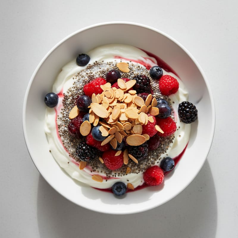 Silky Greek Yogurt Parfait with Chia Seeds and Mixed Berries