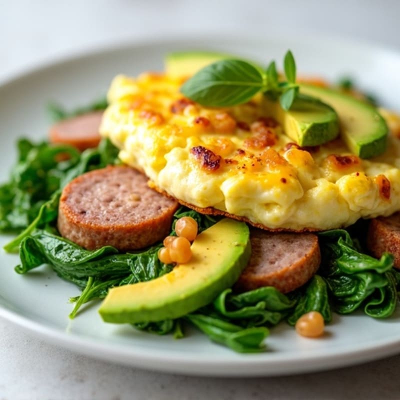 Egg White and Turkey Sausage Scramble with Spinach