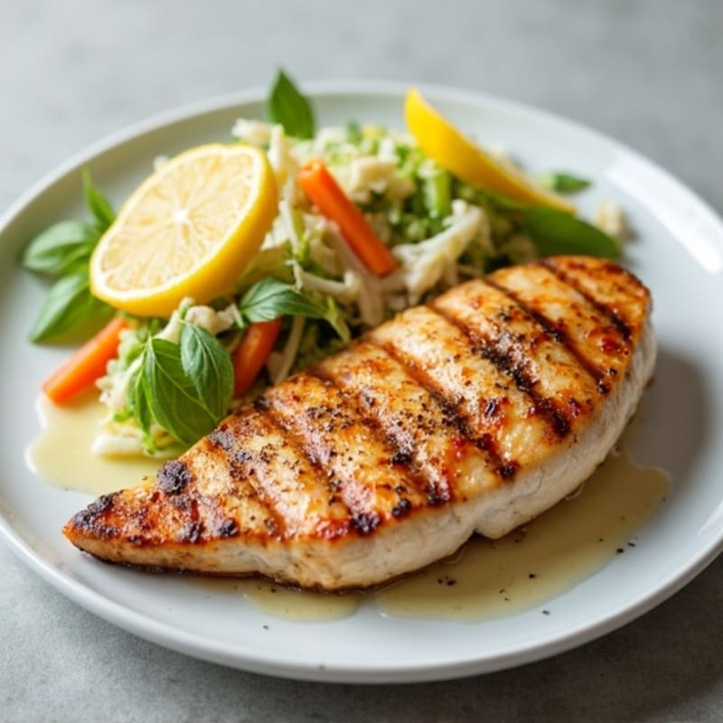 Grilled Chicken Breast with Crunchy Cabbage Slaw