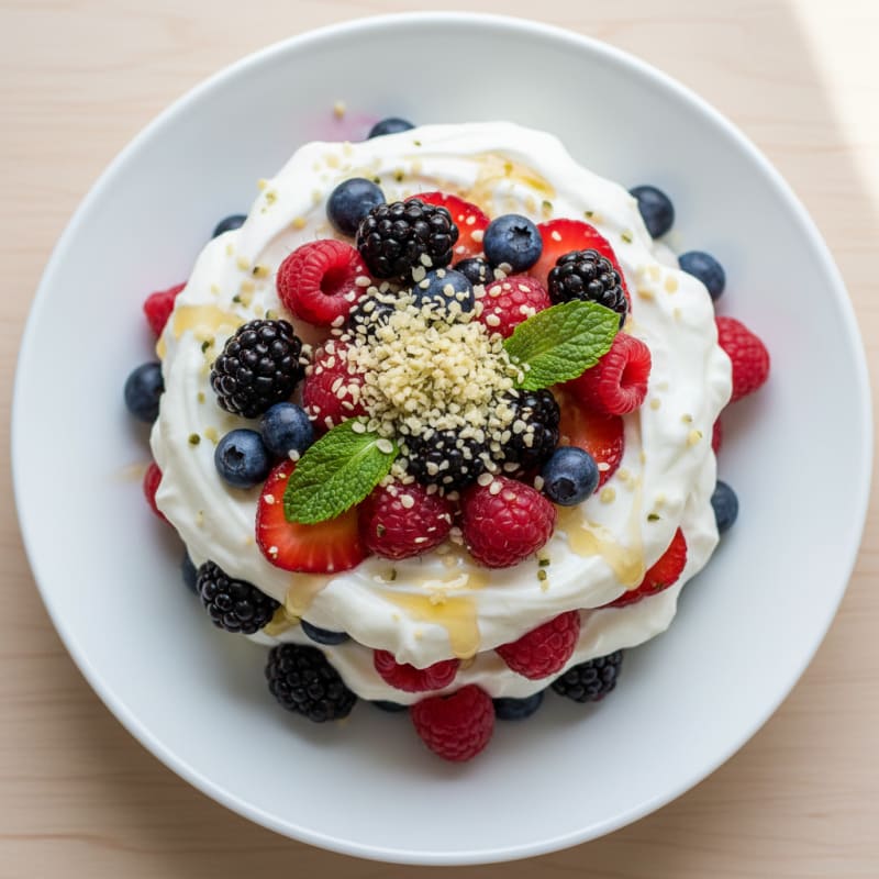 Greek Yogurt Protein Parfait with Mixed Berries