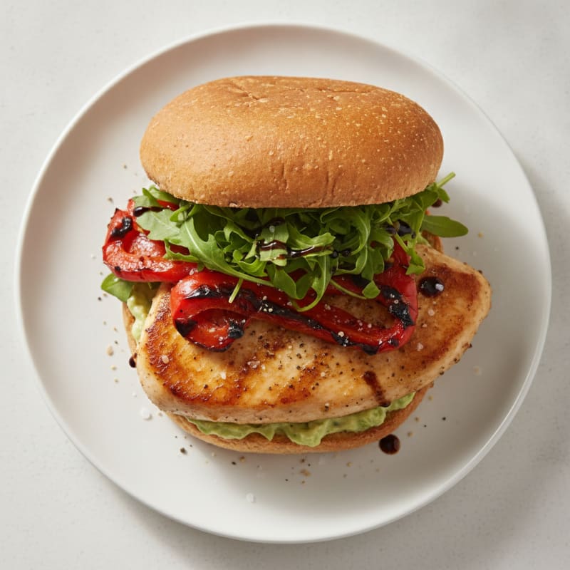 Pan-Seared Chicken Sandwich with Roasted Peppers