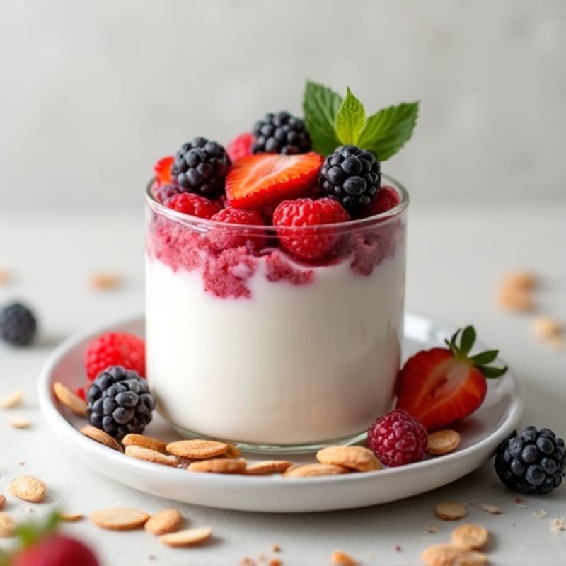 Greek Yogurt Protein Parfait with Mixed Berries and Almonds