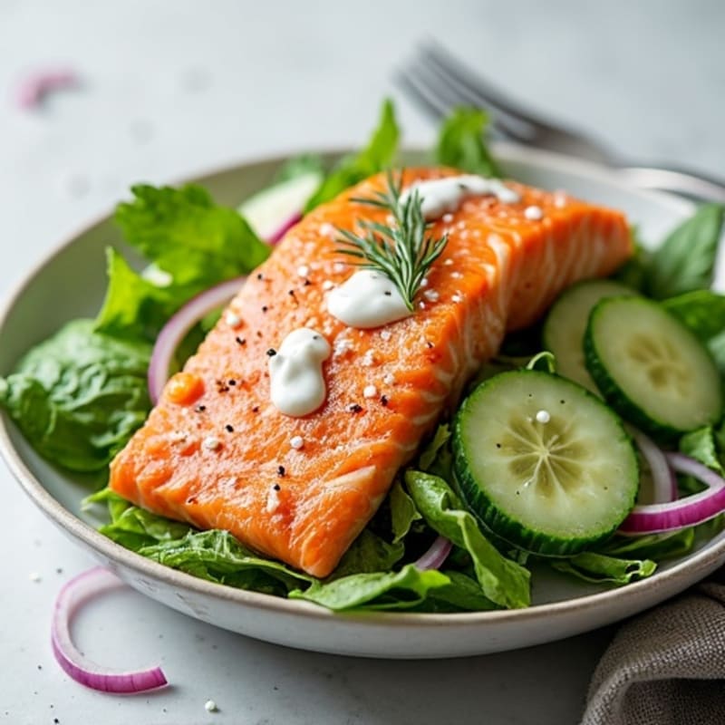Flaked Salmon Salad with Creamy Dill Dressing