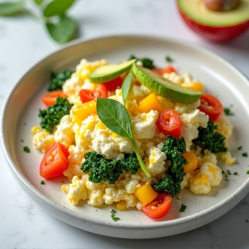 Egg White Veggie Scramble with Cottage Cheese
