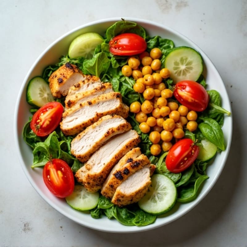 Grilled Turkey Breast Salad with Crunchy Chickpeas and Lemon Vinaigrette