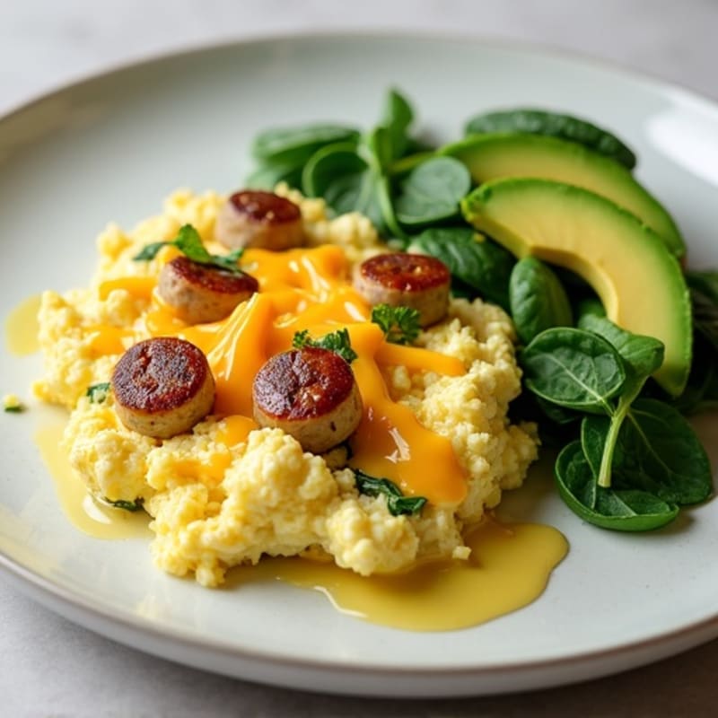 Egg White and Turkey Sausage Scramble with Spinach