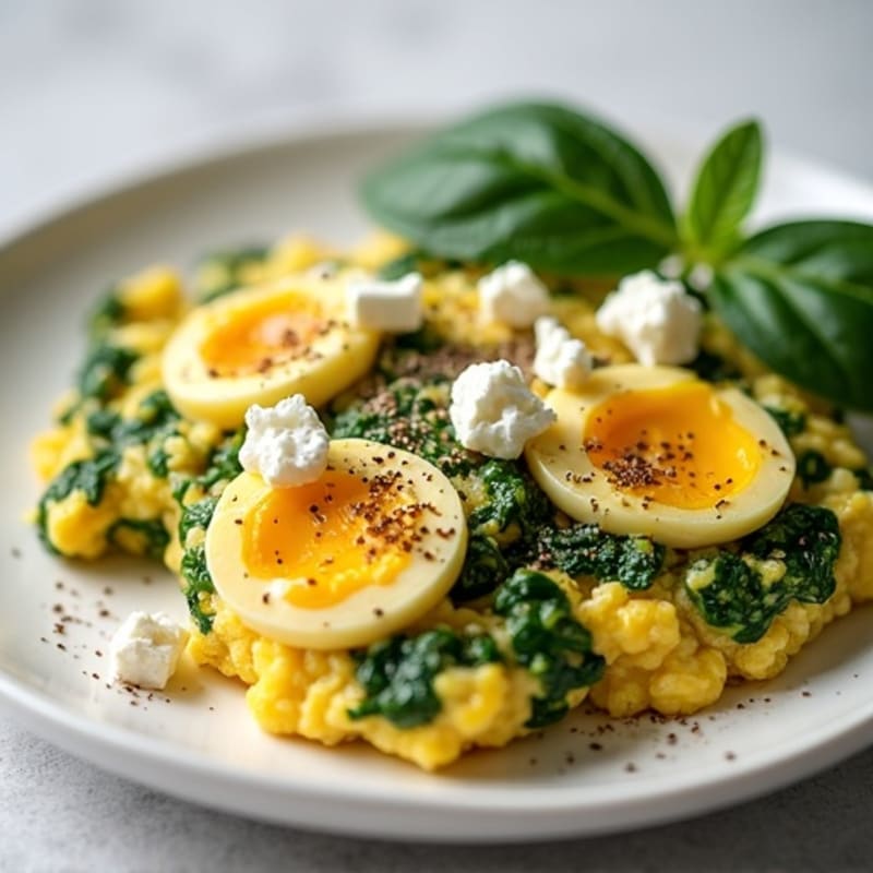 Creamy Spinach and Feta Egg Scramble