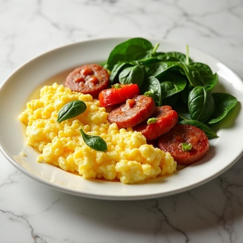 Egg White Scramble with Turkey Sausage and Spinach