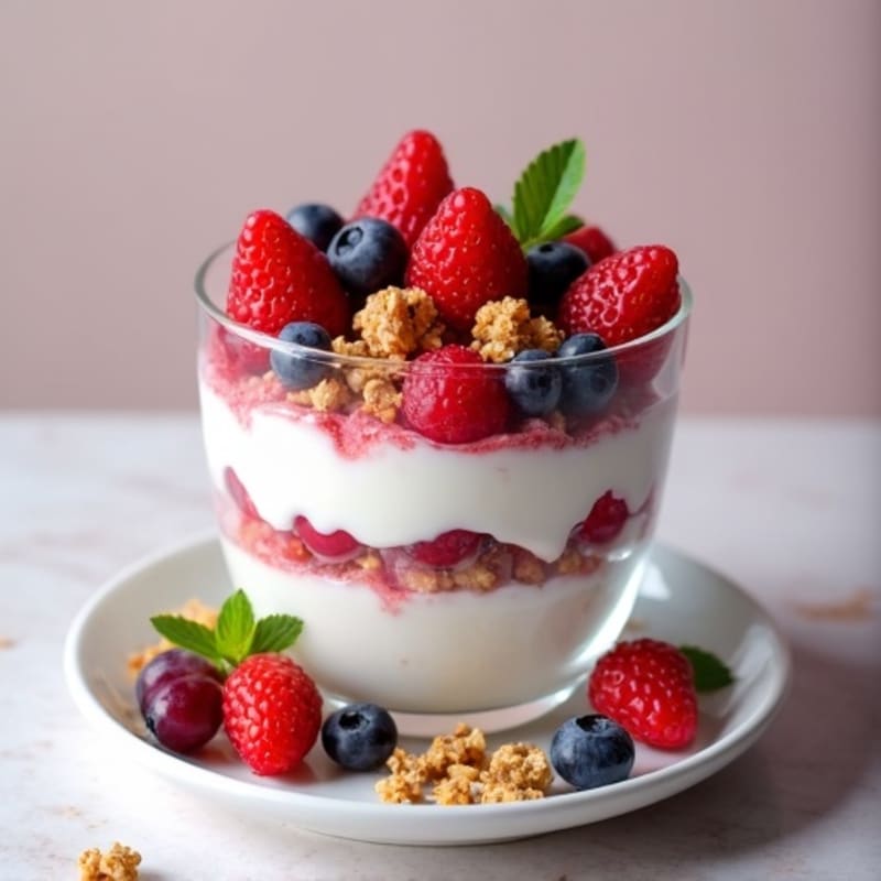 Greek Yogurt Protein Parfait with Mixed Berries