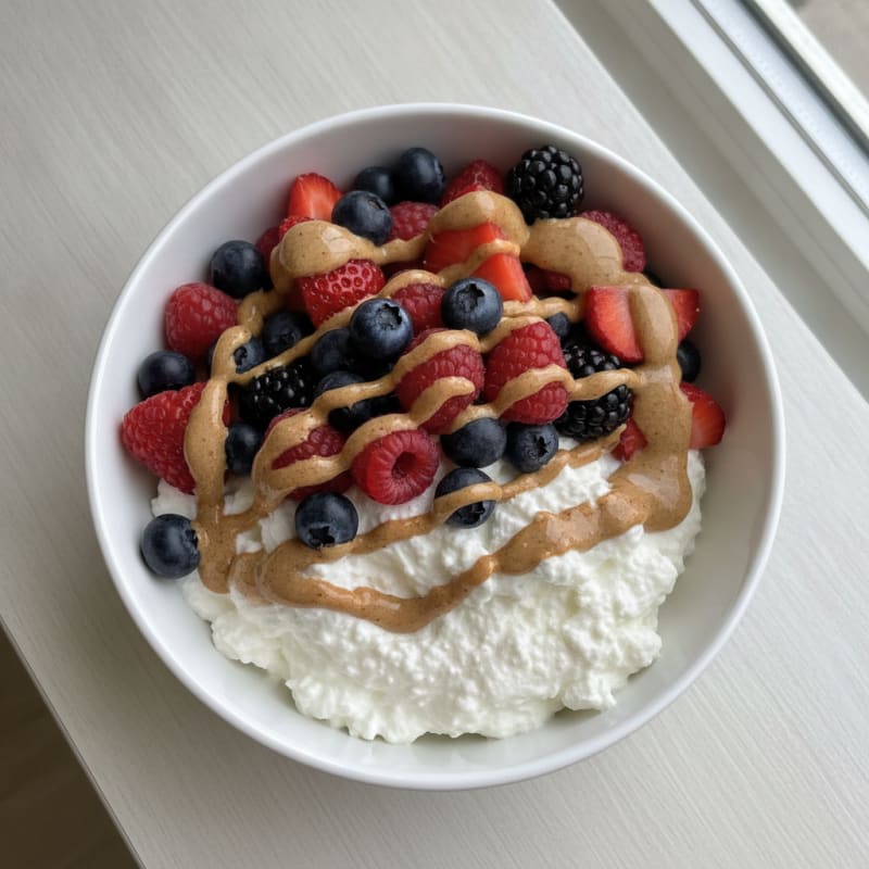 Greek Yogurt Protein Bowl with Mixed Berries and Almond Butter