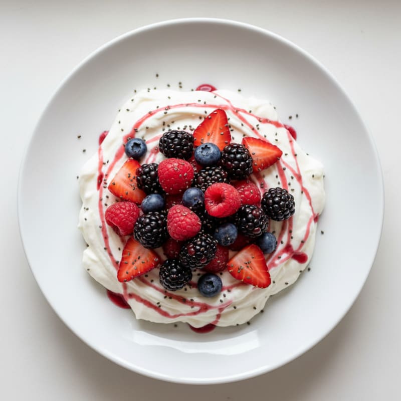 Greek Yogurt Protein Mousse with Mixed Berries