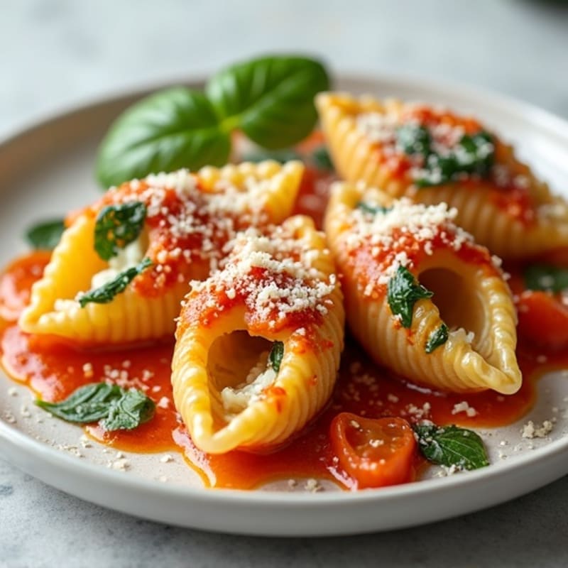 Creamy Spinach and Ricotta Baked Pasta Shells