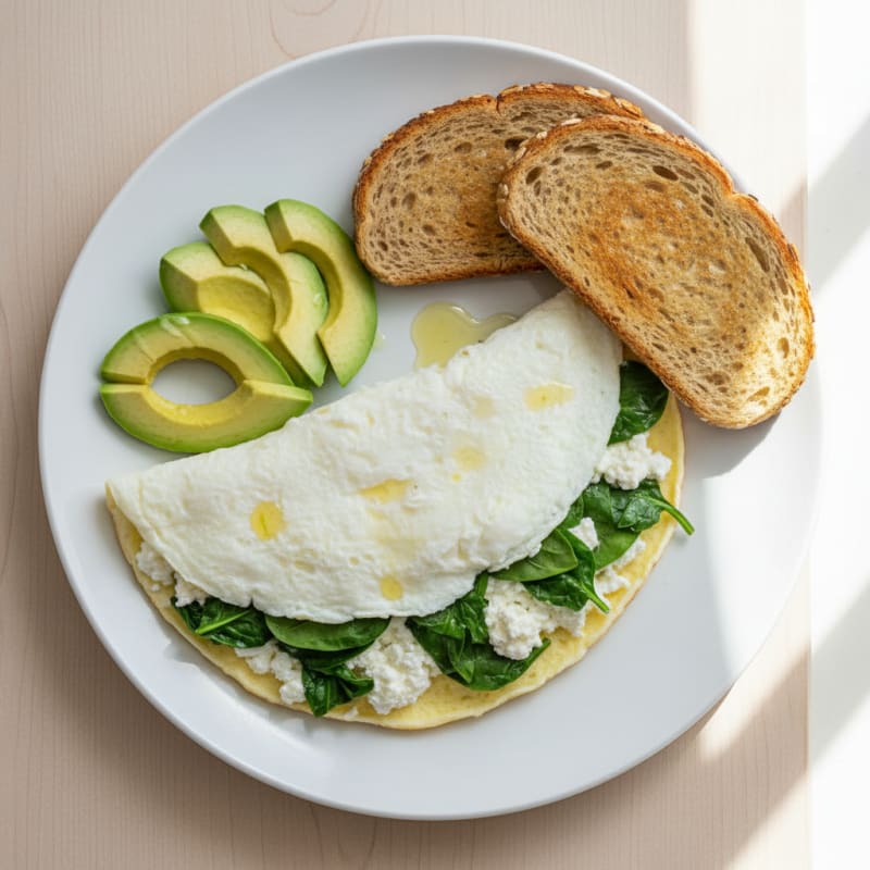 Egg White Spinach Omelette with Cottage Cheese
