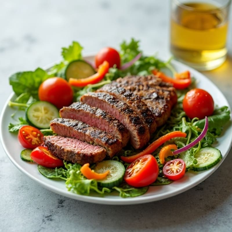 Grilled Beef Steak Salad with Crunchy Vegetables