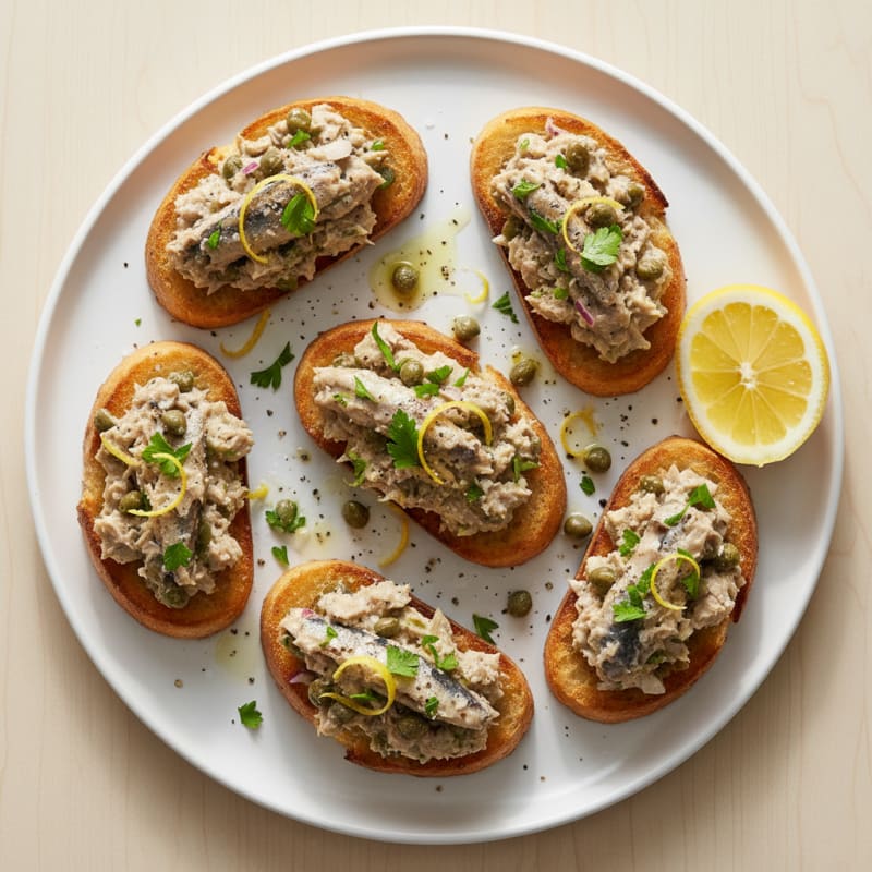 Sardine Crostini with Lemon and Capers