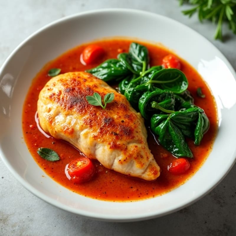 Tender Simmered Chicken with Creamy Spiced Tomato and Spinach