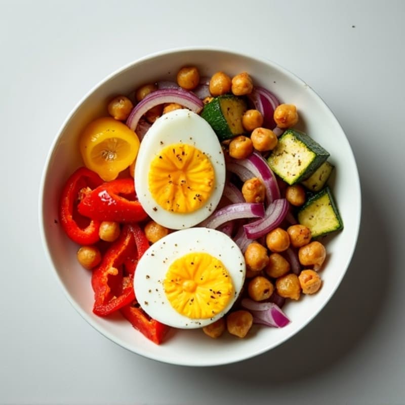 Hard-Boiled Egg and Roasted Vegetable Power Bowl