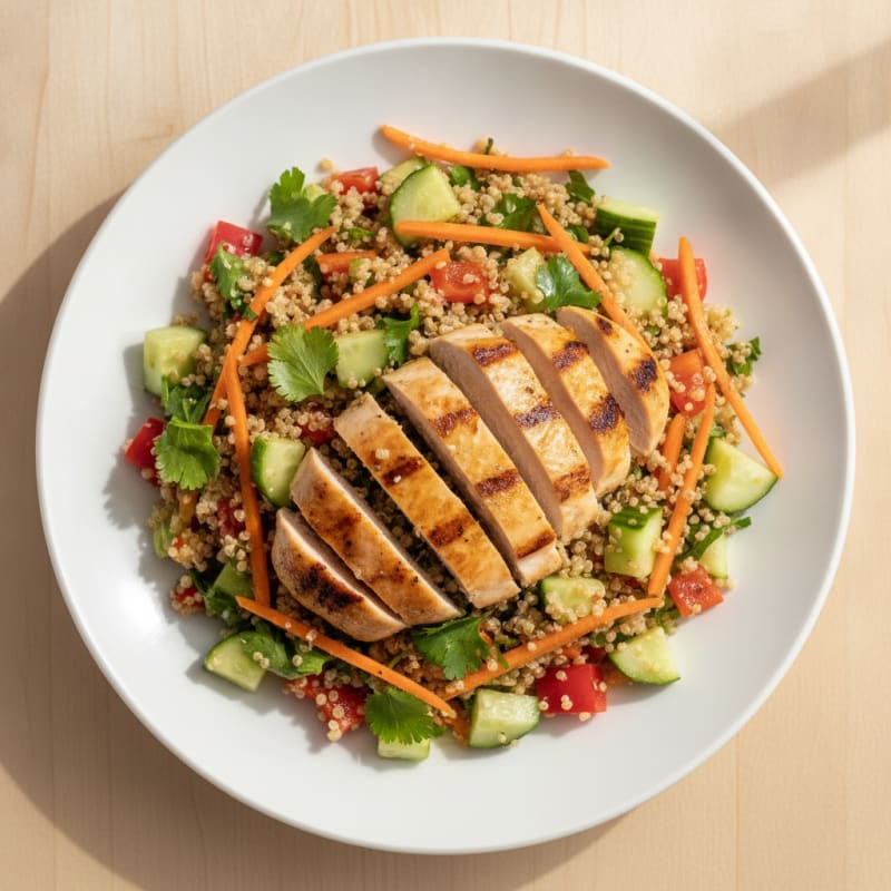 Grilled Chicken and Quinoa Salad with Crunchy Vegetables