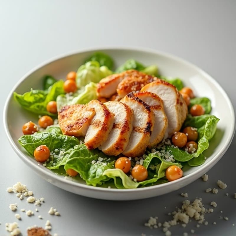 Grilled Chicken Caesar Salad with Crispy Roasted Chickpeas