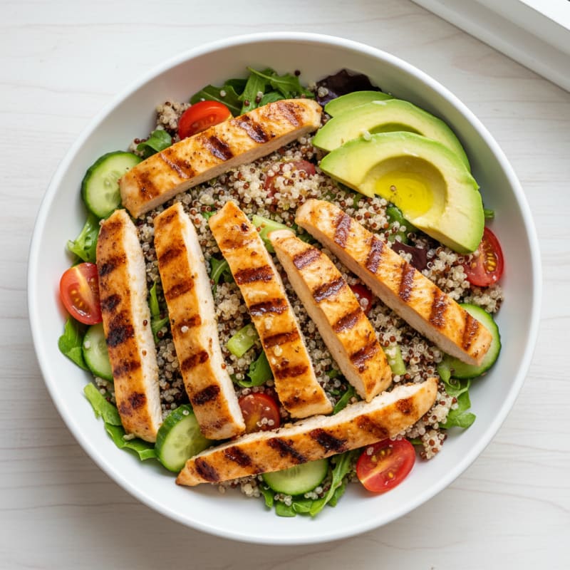 Grilled Chicken and Quinoa Power Bowl with Avocado