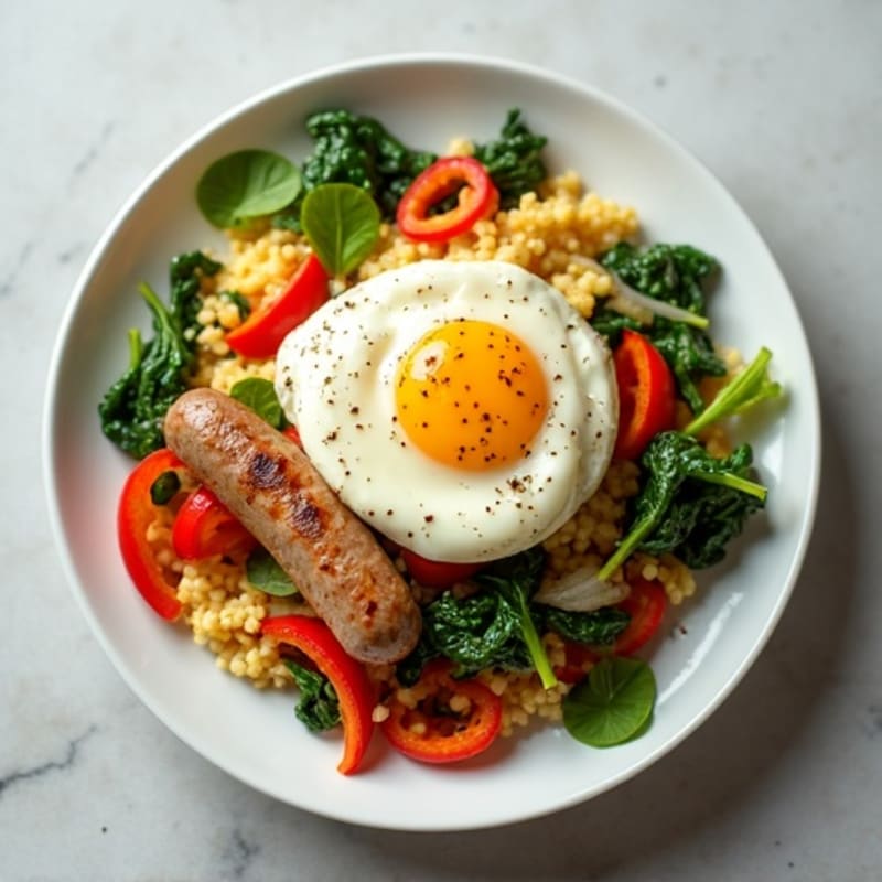 Egg White Veggie Scramble with Turkey Sausage
