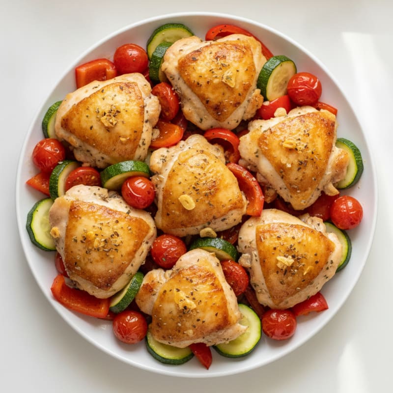 Roasted Chicken Thighs with Garden Vegetables