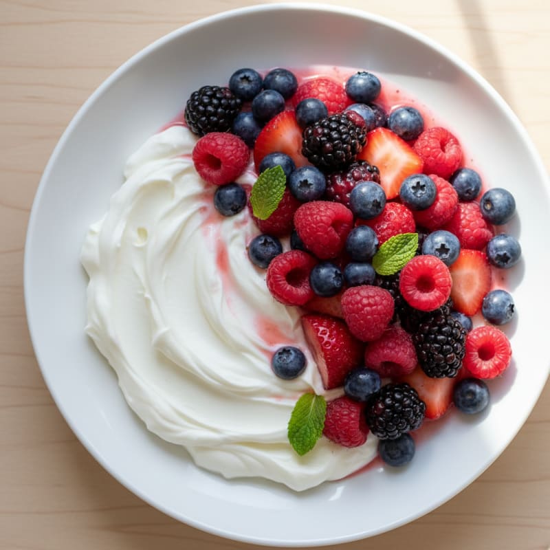 Silky Greek Yogurt Protein Pudding with Mixed Berries