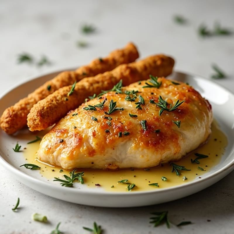 Roasted Garlic Chicken with Crispy Whole Wheat Breadsticks