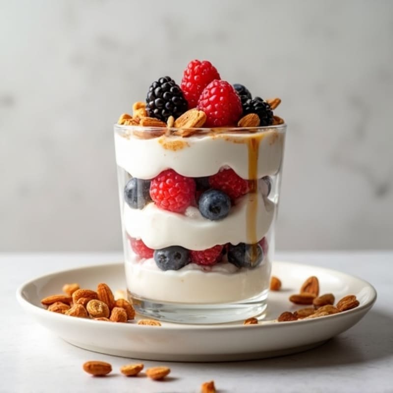 Creamy Greek Yogurt Parfait with Mixed Berries and Toasted Almonds