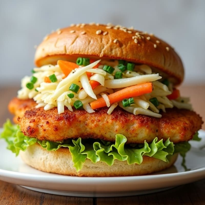 Crispy Baked Chicken Sandwich with Crunchy Slaw