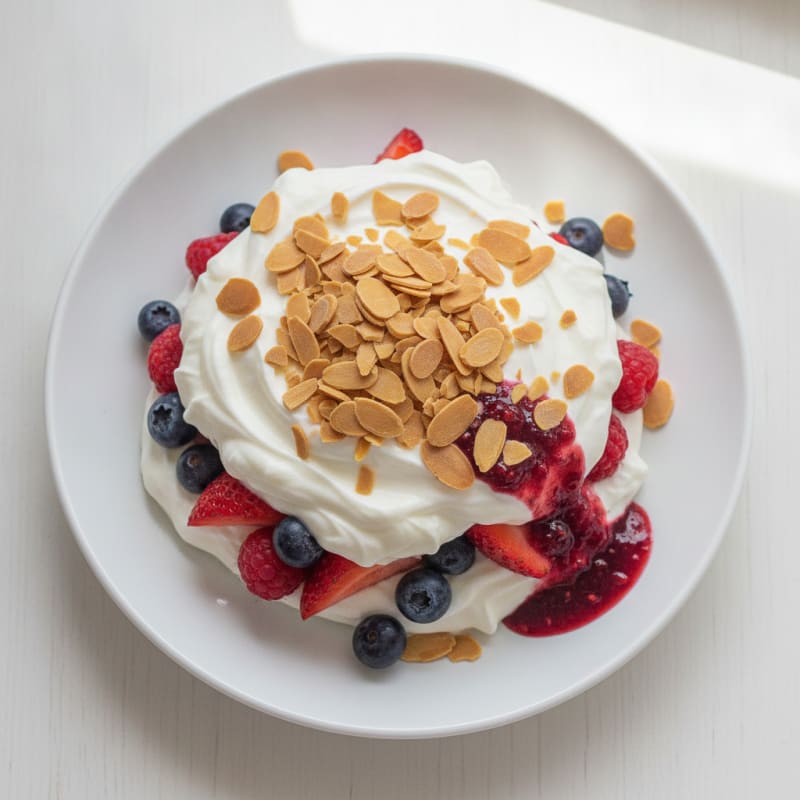 Greek Yogurt Protein Parfait with Mixed Berries and Almonds