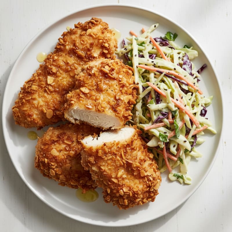 Crispy Buttermilk Fried Chicken with Creamy Slaw