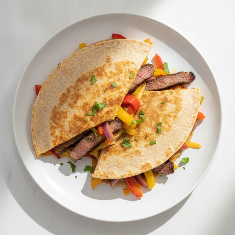 Pan-Seared Steak Quesadillas with Peppers