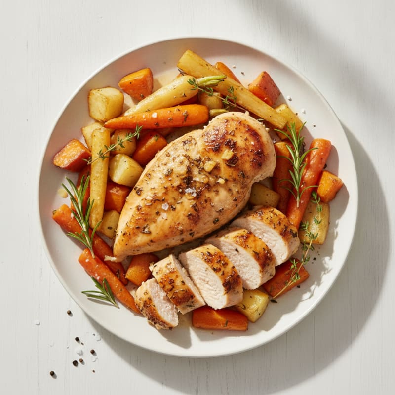 Garlic Herb Roasted Chicken with Root Vegetables