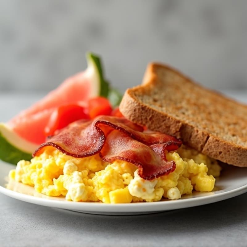 Egg White Scramble with Cottage Cheese and Turkey Bacon